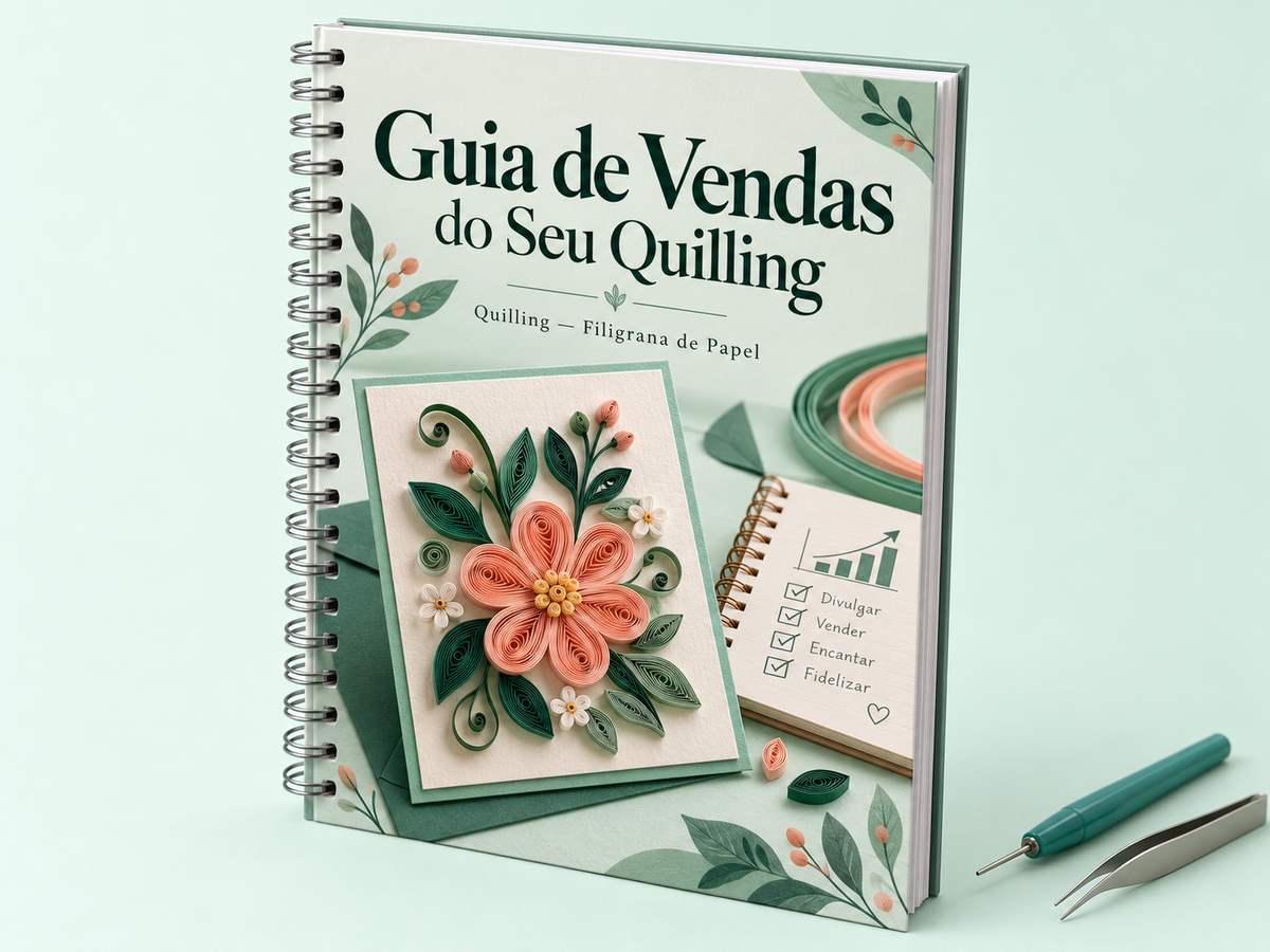 Capa ilustrativa do Guia Completo de Vendas do Seu Quilling